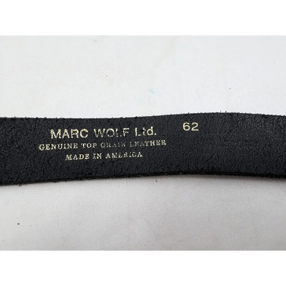 Marc Wolf LTD Black Belt Genuine Top Chain Leather Made in America Mens Size 62